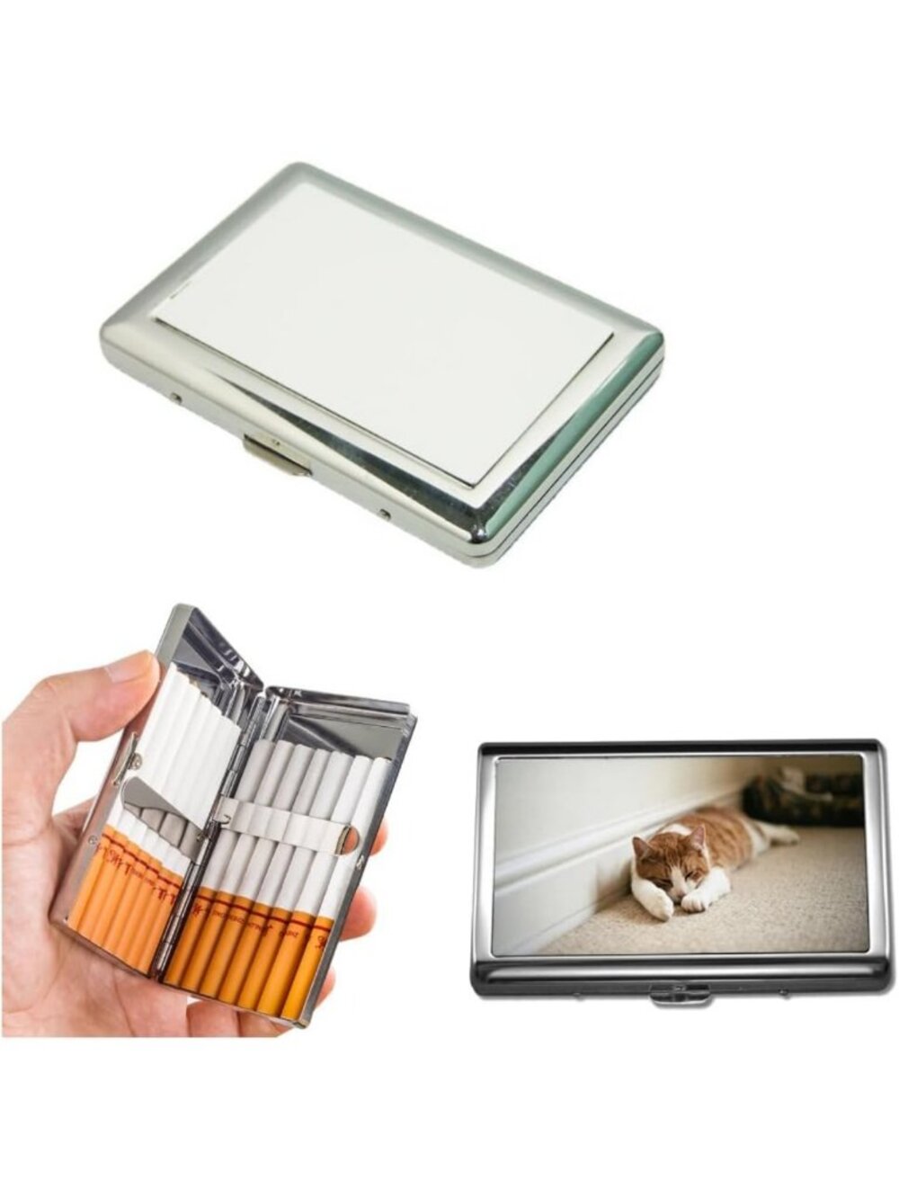10 Pcs DIY Sublimation Blank Metal Cigarette Cases, Portable Double-Sided Holder